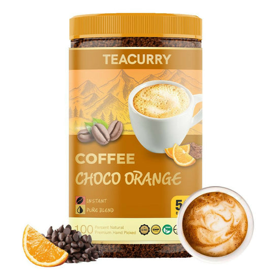 Teacurry Choco Orange Instant Coffee Powder - Arabica Freeze Dried Coffee for Instant Hot & Cold Coffee - Teacurry