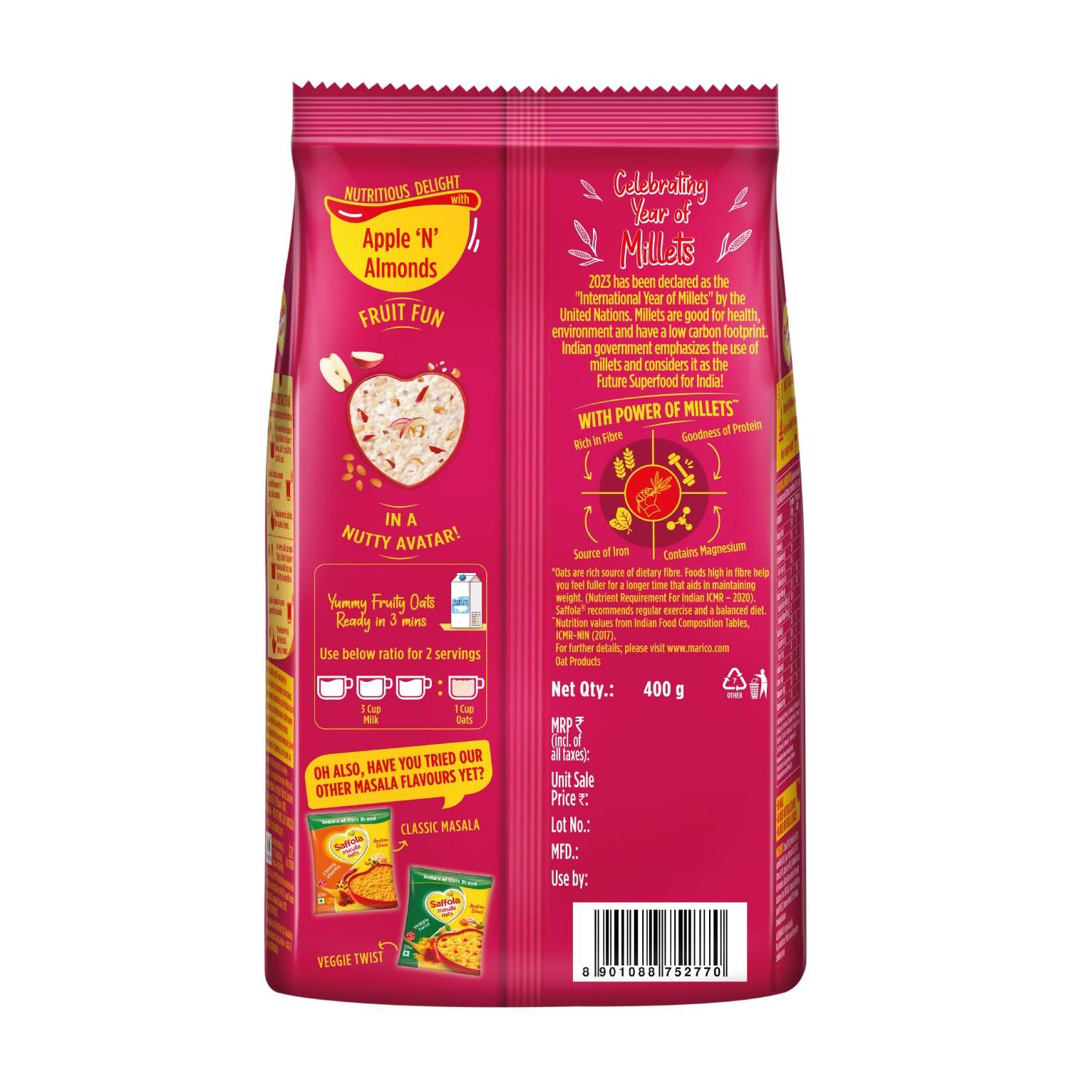 Saffola Oats with Apple 'n' Almonds - Swadesiicart