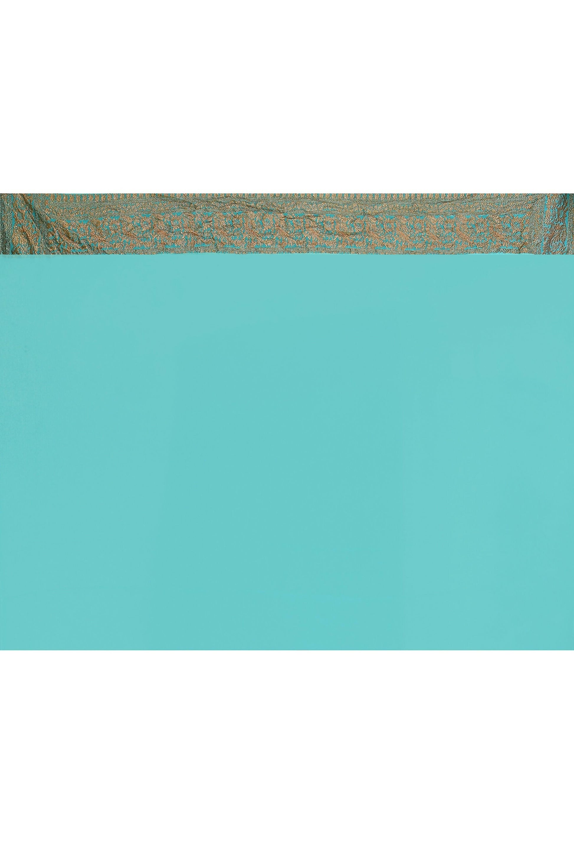 Joban Fashion Sky Blue Crepe Chiffon Pure Handloom Banarasi Silk Saree | Swadesiicart
