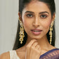 Nuyug 22 K Gold-Plated Elegant Kundan Studded & Pearl Beaded Crescent Shaped Kanauti Earrings | Swadesiicart