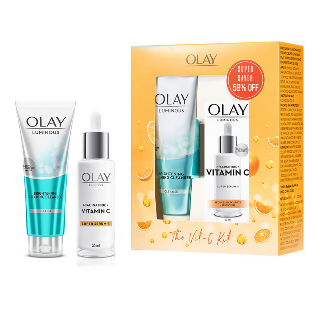 Olay Hydration Boost Kit With Niacinamide + Vitamin-C Super Serum & Cleanser - Swadesiicart