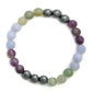 Red Carnelian, Amathyst Multicoloured Brown and Black Round crystal Beads Elastic Bracelet - Ruby Raang | Swadesiicart
