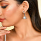 VOJ Women Sliver Triangle with Pearl Stainless Steel Stud Earrings - Swadesiicart