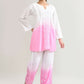 Joban Fashion Womens Cotton ChikanKari Pink & White Cord set - Swadesiicart