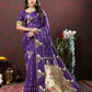 Lorenvalley Fashion Purple Soft Paithani Silk Woven Design Gold Zari Meenakari Weaving Saree - Swadesiicart