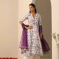 Pomcha Jaipur White Gul Jamini Anarkali Set | Swadesiicart