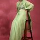 Green Fancy Pure Fabric Plain Ready to wear Saree with stitched Blouse - Vrinda | Swadesiicart