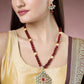 NVR Women's Red Kundan-Studded & Beaded Handcrafted Jewellery Set - NR Retail-NVR