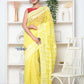 Very Much Indian Jamdhani Cotton Saree With Polka Dot Pallu - Lime Yellow | Swadesiicart