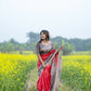 Vishnu Weaves Women's Red Soft Tussar Silk Saree with Blouse - Swadesiicart