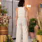 Juniper Women's Natural Ethnic Motif Printed Cotton Top & Palazzo Co-Ord Set With Button Closure - Swadesiicart