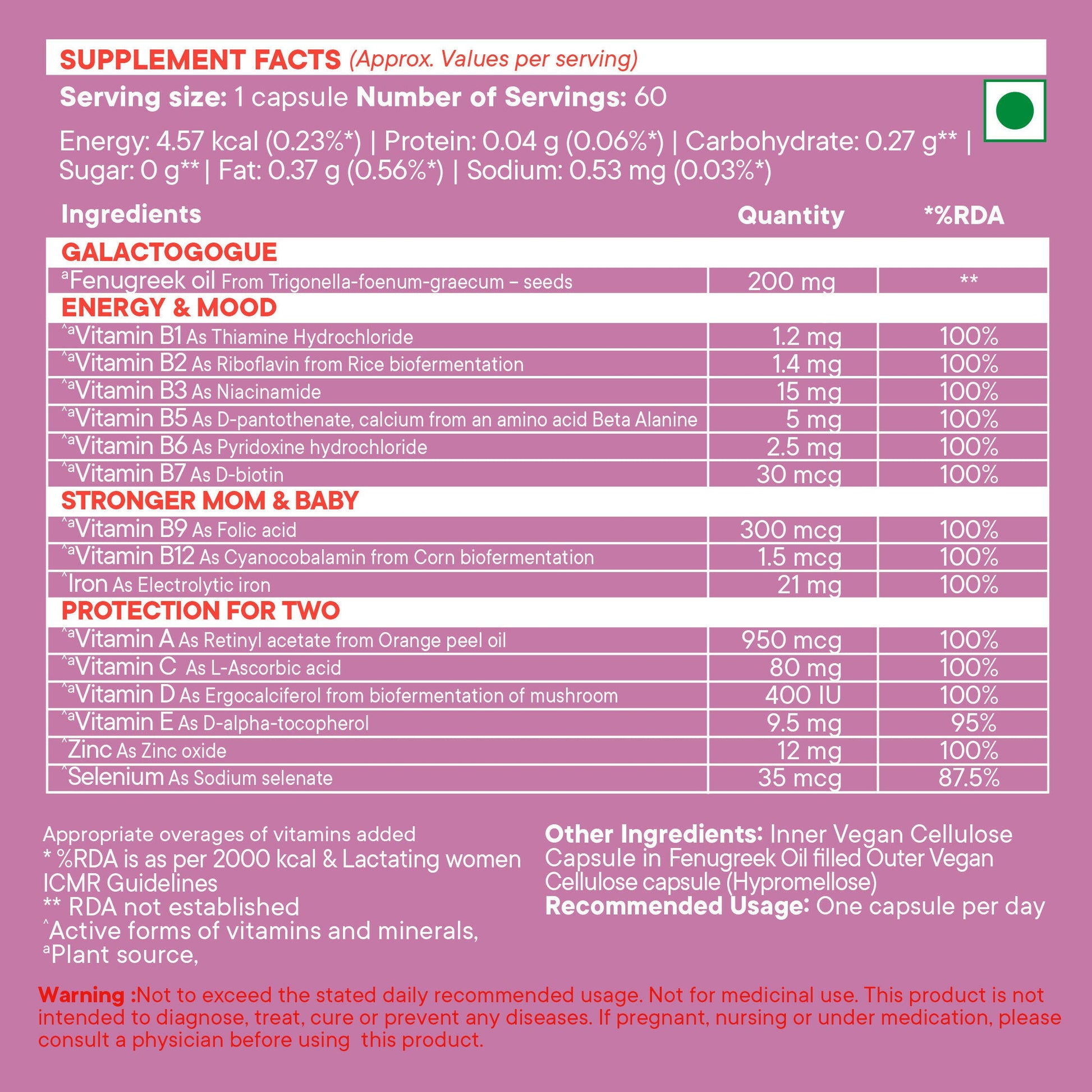 Wellbeing Nutrition Slow | Post Natal Capsules | Swadesiicart