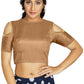 Aastha Fashion Women's Beige Art Silk Cold Shoulder Sleeve Readymade Blouse