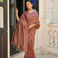Vishnu Weaves Women's Coffee Handloom Raw Silk Saree with Blouse - Swadesiicart