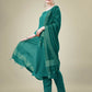 Jyoti Fashion Women's Teal Cotton Blend Embroidery & Sequence work Kurta with Trouser & Dupatta | Swadesiicart