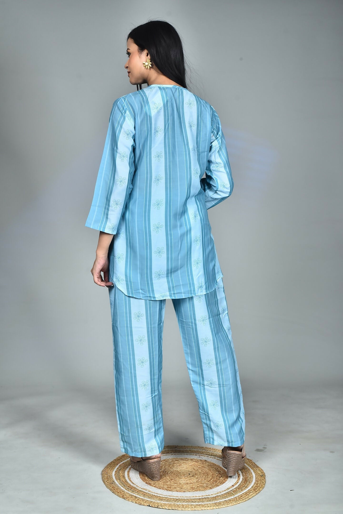 Morchari Digital Print Semi Muslin Co-Ord Set Top & Trouser-Multicolor - Swadesiicart
