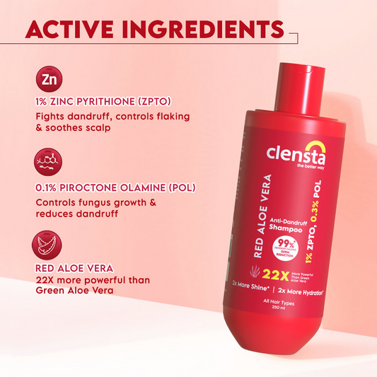 Clensta Red Aloe Vera Anti-Dandruff Shampoo | Swadesiicart