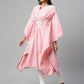 Ahalyaa Women Pink Pure Cotton Printed Kaftan Kurta | Swadesiicart