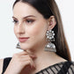 NVR Women Silver Mirror Oxidised Brass-Plated Jhumka Earrings | Swadesiicart