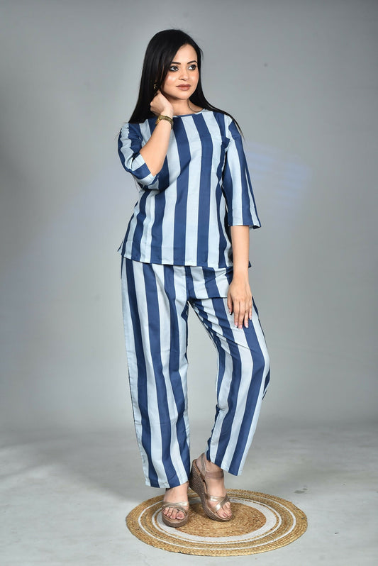 Morchari Digital Print Semi Muslin Co-Ord Set Top & Trouser-Multicolor - Swadesiicart