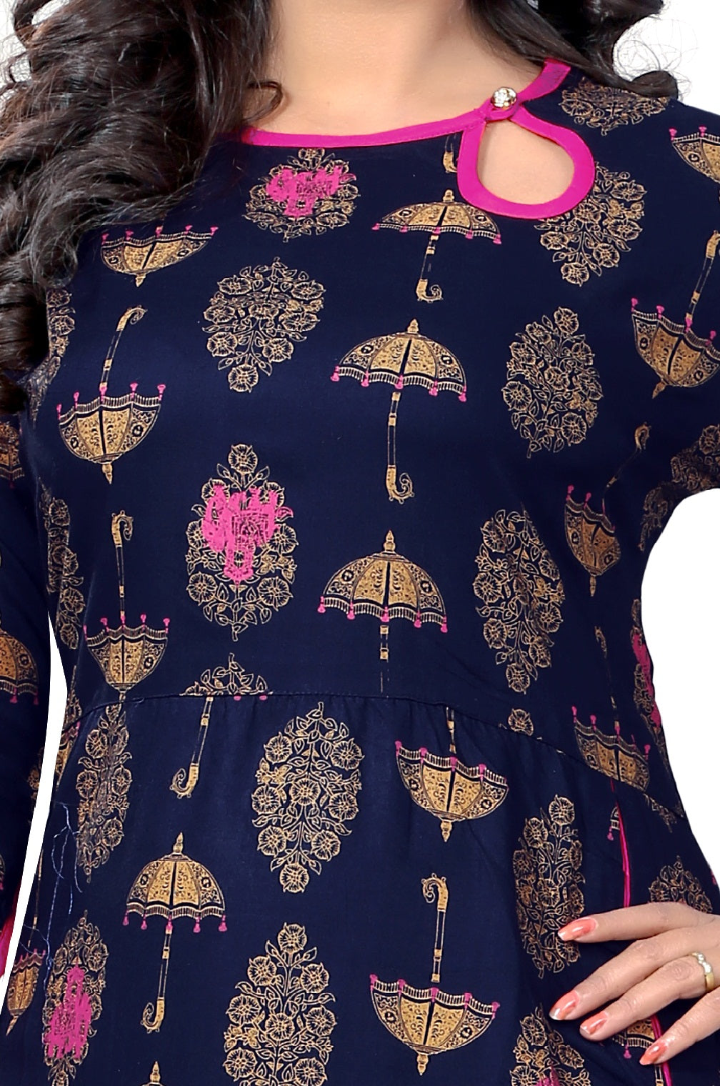 NOZ2TOZ Women's Blue Color Rayon A-Line Kurta Only - Swadesiicart