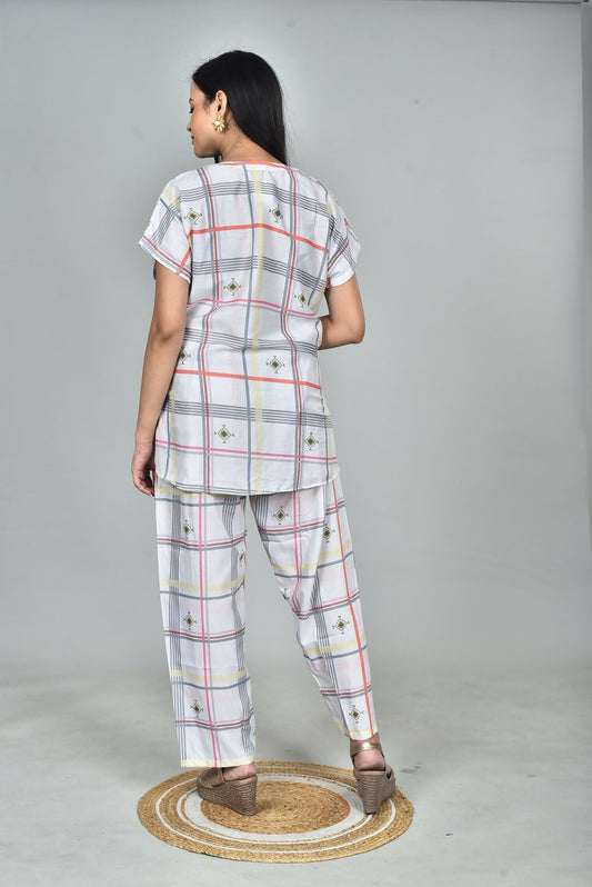 Morchari Digital Print Semi Muslin Co-Ord Set Top & Trouser-Multicolor - Swadesiicart