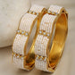 NVR Women's Set of 2 Gold-Polished Pearl Handcrafted Traditional Bangles - Swadesiicart