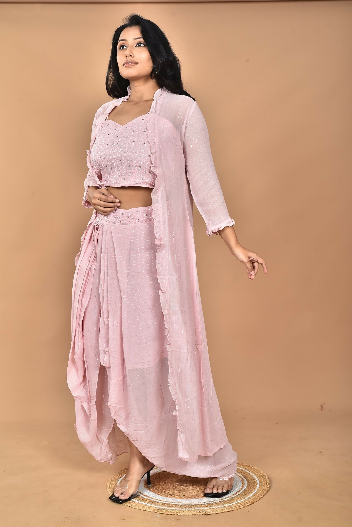 Morchari Women Hand Embroidery Crop Top-Pink - Swadesiicart