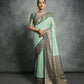Vishnu Weaves Women's Sea-Green Tussar Silk Zari Woven Saree with Blouse - Swadesiicart