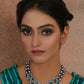 Green Stone Kundan Neckpiece with Grey Stones (Grey) - Ruby Raang | Swadesiicart
