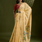 Vishnu Weaves Women's Yellow Muga Cotton Thread Woven Butti with Blouse - Swadesiicart