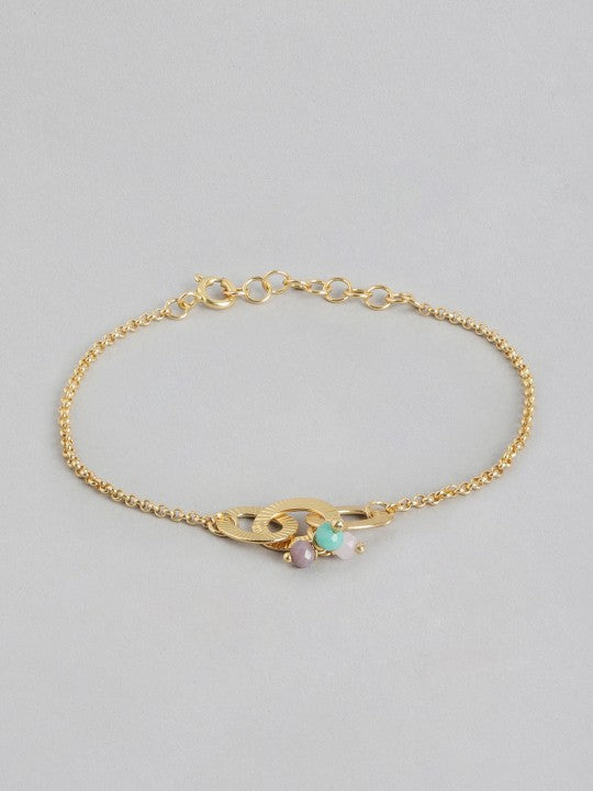 Gold-Polished with Glass Beaded Charm Bracelet - Wahe Jewels - Swadesiicart