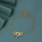 Gold-Polished with Glass Beaded Charm Bracelet - Wahe Jewels - Swadesiicart