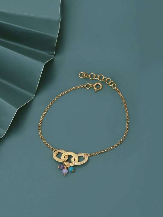 Gold-Polished with Glass Beaded Charm Bracelet - Wahe Jewels - Swadesiicart