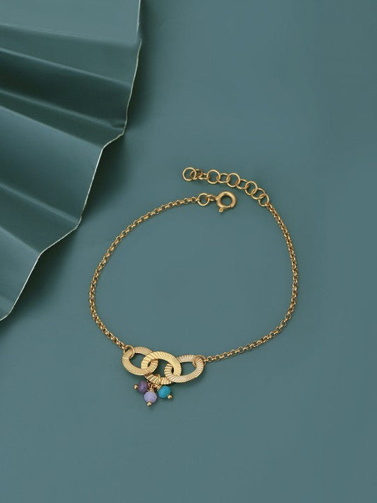 Gold-Polished with Glass Beaded Charm Bracelet - Wahe Jewels - Swadesiicart