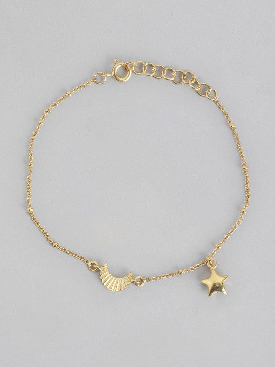 Gold-Polished with Moon & Star Charm Bracelet - Wahe Jewels - Swadesiicart