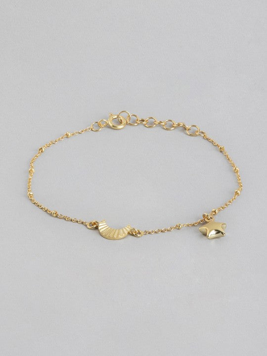 Gold-Polished with Moon & Star Charm Bracelet - Wahe Jewels - Swadesiicart