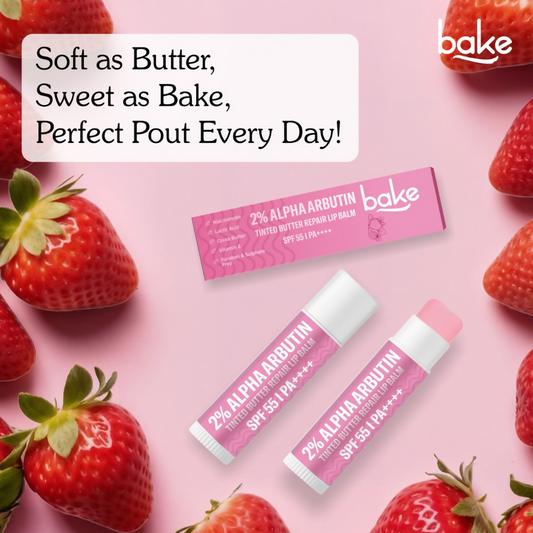 Bake 2% Alpha Arbutin Tinted Butter Brightening Lip Balm SPF 55 PA++++ | Swadesiicart