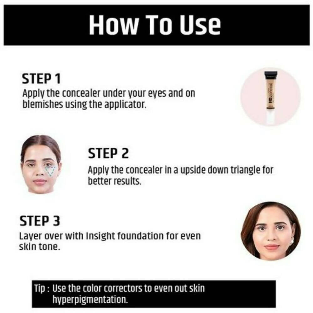 Insight Cosmetics HD Concealer - Natural Finish, Water-Resistant - Honey - Swadesiicart
