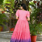 Jyoti Fashion Women's Pink Bandhej Print with Crush Pleating Muslin Anarkali Dress | Swadesiicart