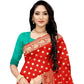 Vamika Red Weaving Banarasi Jacquard Saree | Swadesiicart
