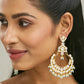 Nuyug 22K Gold-Plated Kundan Stone Studded & Pearl Beaded Chandbalis | Swadesiicart