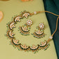 Ruby Raang Gold Polished Kundan Work Gold Half Moon Kundan Necklace With Earrings | Swadesiicart