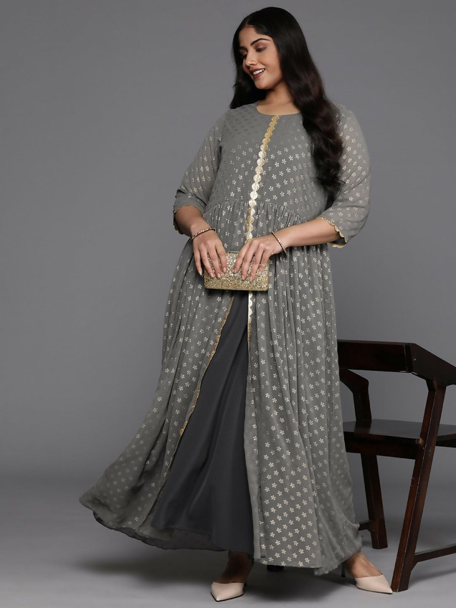 Ahalyaa Women's Traditional wear Ethnic Dress - Grey | Swadesiicart