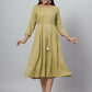 Juniper Women's Green Rayon Slub Solid Dress | Swadesiicart