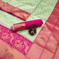 DEIANA'S Beautiful Designer Golden zari Soft Lichi Silk Saree - Pista - Swadesiicart
