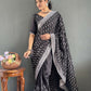 Vastranavya Black Chinnon Silk Embroidery Multi Sequence & Arco Cut Work Ready to Wear Saree | Swadesiicart