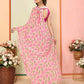 Pink Georgette Designer Printed Ready To Wear Saree - Elite | Swadesiicart