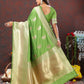 Lorenvalley Fashion Parotgreen Soft Silk Woven Design Gold Zari Weaving Saree - Swadesiicart