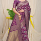 Jyoti Fashion Women's Wine Kanjivaram Silk Zari Woven Saree with Blouse | Swadesiicart